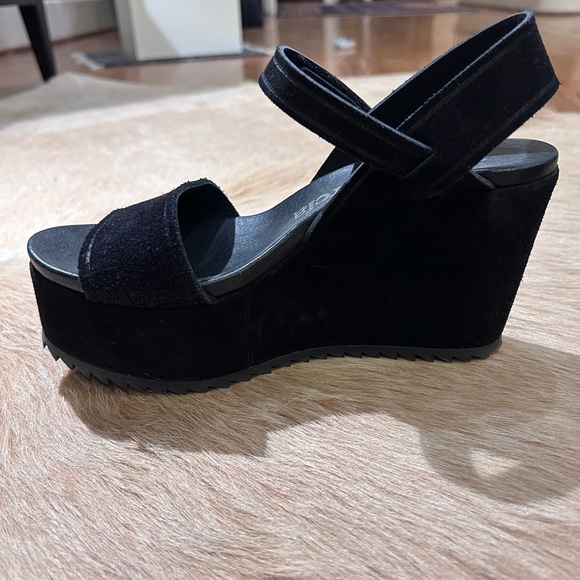 Pedro Garcia Black Suede Wedge Sandal 36.5 - Picture 6 of 7